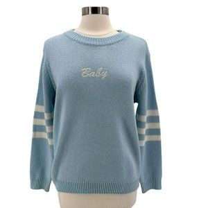 Free Valley Retro Blue White  Baby Knit Sweater Womens One Size